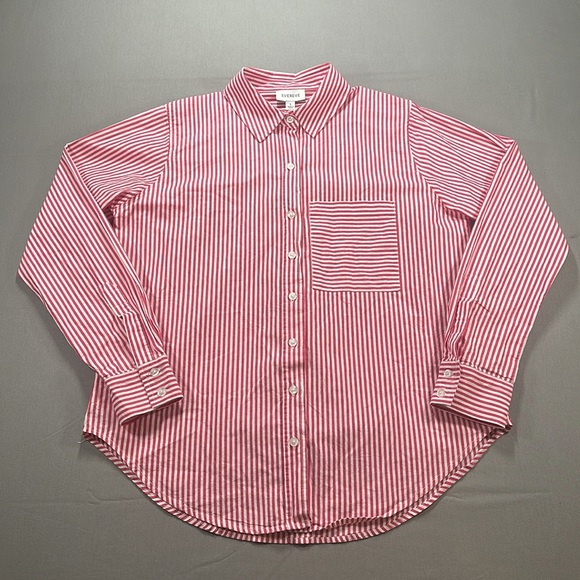 Evereve Striped Button Down Shirt w/ Contrasting Stripes Pocket - Small - Picture 1 of 15